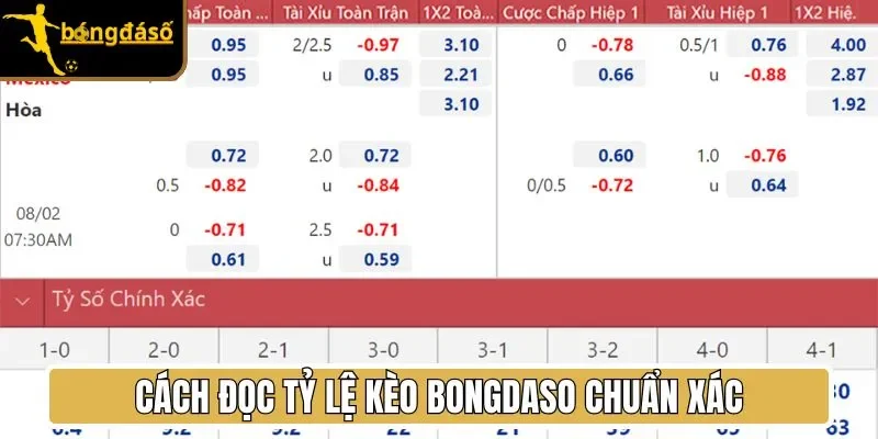 Cách đọc tỷ lệ kèo BONGDASO chuẩn xác